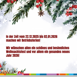 Info Betriebsferien vom 22.12.2025 bis 02.01.2026